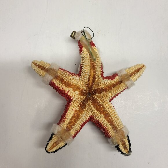 VTG Christmas Red Starfish Santa Christmas Tree Ornament Star Fish Handmade Art - Picture 5 of 5